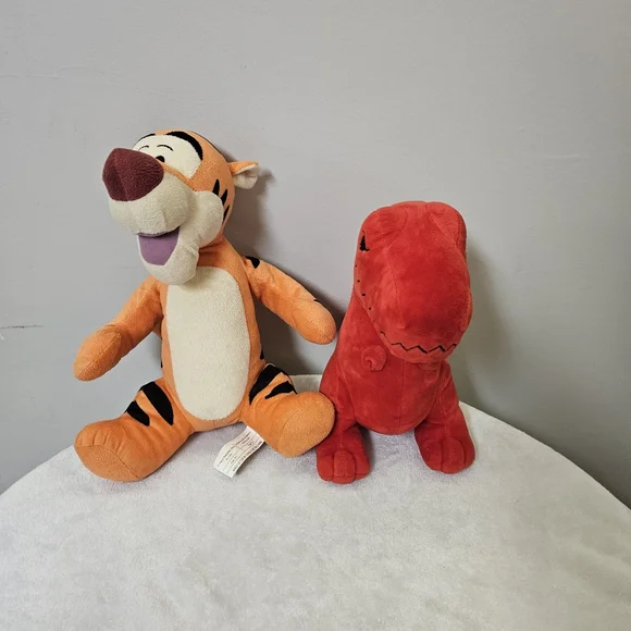 Disney Plush Trio - Black Mickey, Orange Tigger, Red Dinosaur - Picture 6 of 12